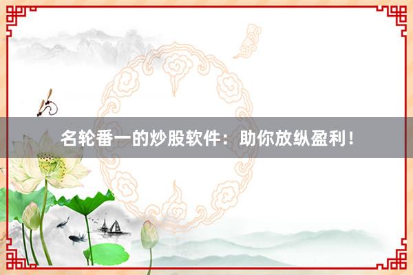 名轮番一的炒股软件：助你放纵盈利！