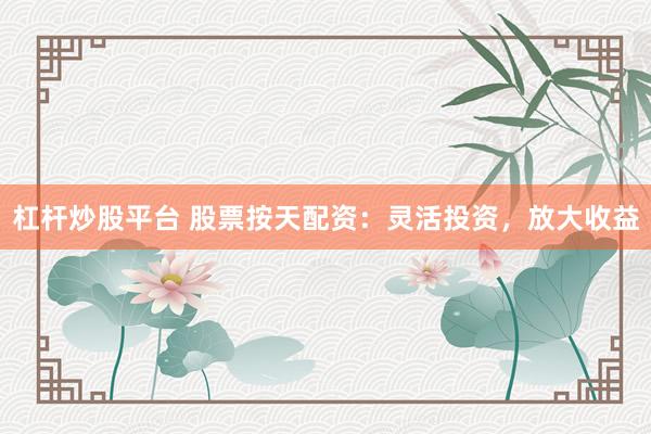 杠杆炒股平台 股票按天配资：灵活投资，放大收益